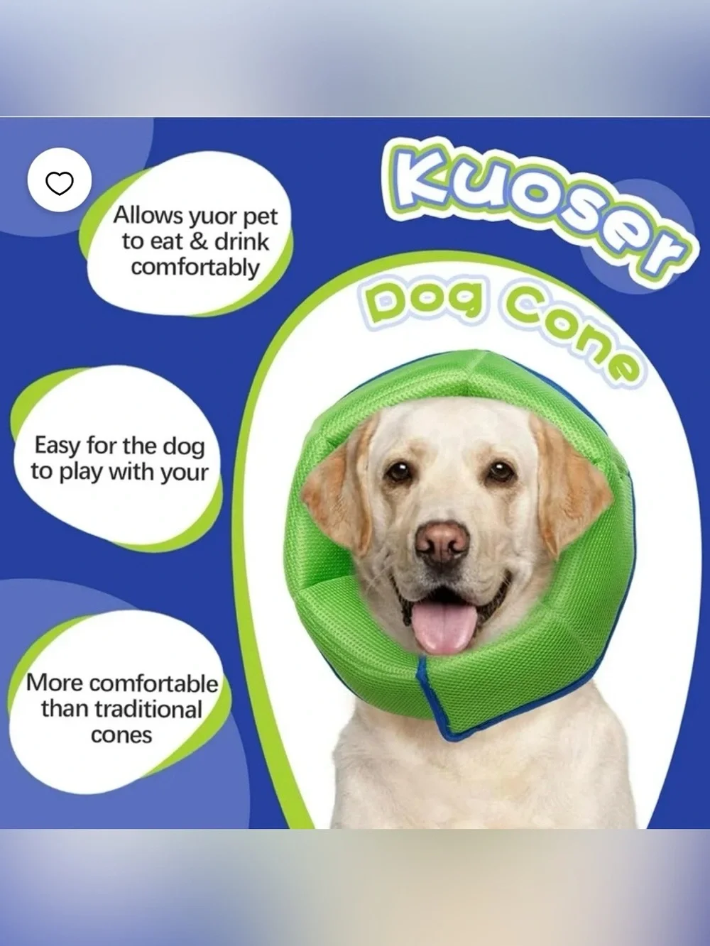 Dog Pet Recovery Soft Collar Cone Elizabethan Flex Breathable Adjustable Sz Med